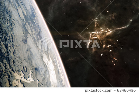 Mystic Mountain of Carina Nebula. Planet landscape, deep space Mystic Mountain of Carina Nebula. Planet landscape, deep space 68460480