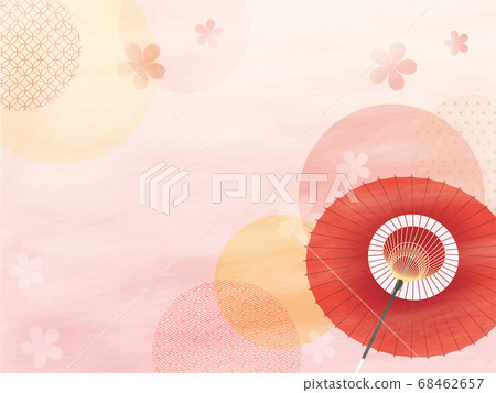 Japanese umbrella and Japanese pattern background Japanese umbrella and Japanese pattern background 68462657