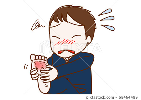 Itching and spicy male student with athlete's foot 68464489