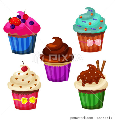 sweet cupcakes icon object collection set sweet cupcakes icon object collection set 68464515