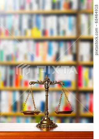 Balance and bookshelf background 68464918