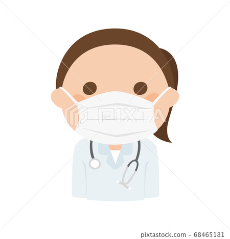 Illustration of a female doctor. A woman wearing a mask. 68465181