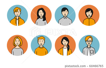 Circle icon of eight smiling people - Stock Illustration [68466765] - PIXTA