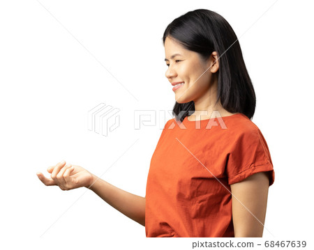 Asian woman open hand Asian woman open hand 68467639
