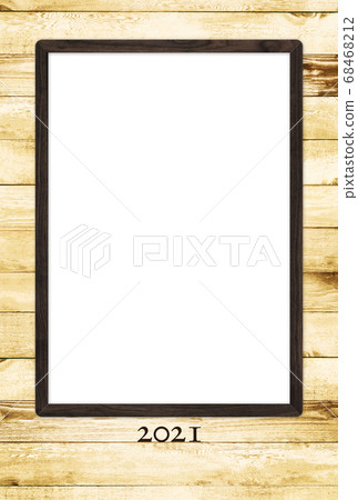 Natural wood grain photo frame new year card 68468212
