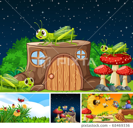 Set of different insects living in the garden 68469336