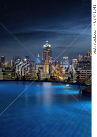 Cityscape in Bangkok city from roof top bar in 68471341