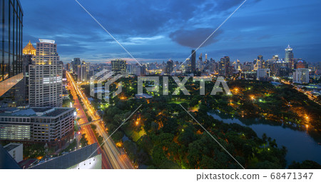 View point from roof top bar in hotel of Bangkok 68471347