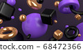 3d-illustration abstract minimal scene with geometrical shapes flying in air on dark background 68472366