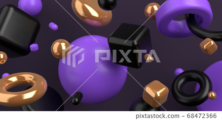 3d-illustration abstract minimal scene with geometrical shapes flying in air on dark background 3d-illustration abstract minimal scene with geometrical shapes flying in air on dark background 68472366