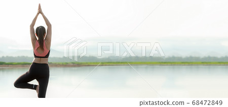 Yoga women lifestyle exercise and pose for healthy life. 68472849