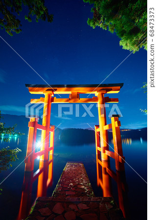 Hakone Shrine _ Night view of the Torii Gate of Peace _ No7 68473373