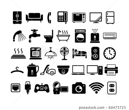 Furniture, home appliances, appliances vector icon set 68473725