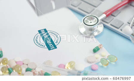 BARBITURATE PRESCRIPTION rubber stamp on the paper 68476997