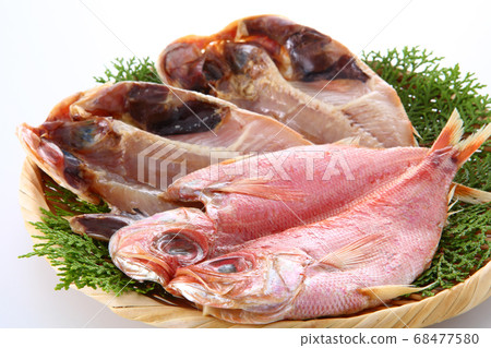 Golden sea bream dried fish on white background Golden sea bream dried fish on white background 68477580