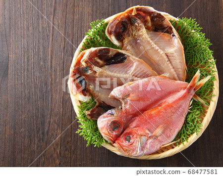 Dried sea bream dried in a bowl Dried sea bream dried in a bowl 68477581