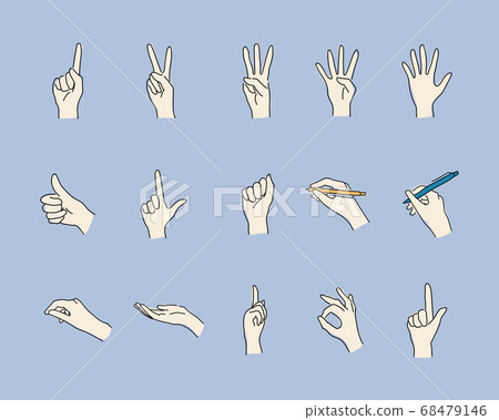 一套時尚的手繪插圖/姿勢/件/注意/好/寫作/握著/點 68479146