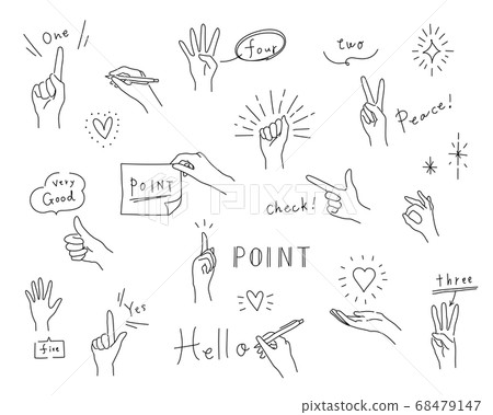Set of fashionable hand-drawn illustrations/pose/piece/attention/GOOD/writing/holding/point Set of fashionable hand-drawn illustrations/pose/piece/attention/GOOD/writing/holding/point 68479147