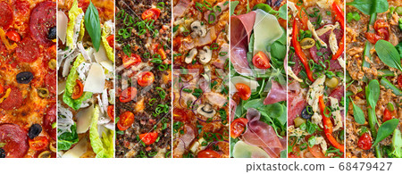 Collage of different fresh pizzas. Collage of different fresh pizzas. 68479427