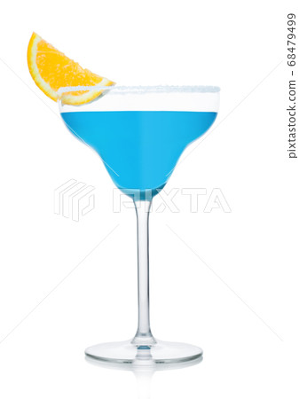 Blue lagoon summer cocktail in margarita glass 68479499