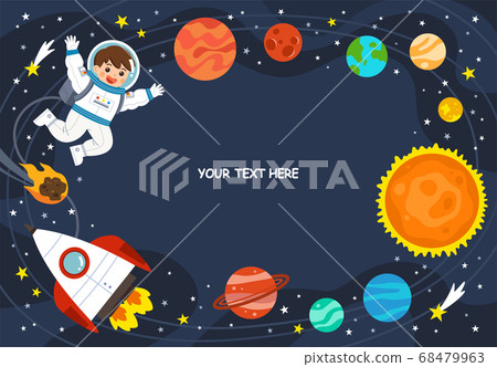 Astronaut in cosmos with spaceship stars and planets, spaceman in galaxy. Space scenes. Science Education concept. Astronaut in cosmos with spaceship stars and planets, spaceman in galaxy. Space scenes. Science Education concept. 68479963