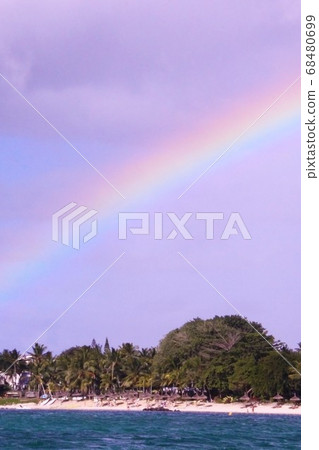 Beautiful Rainbow and Beach Mauritius 68480699