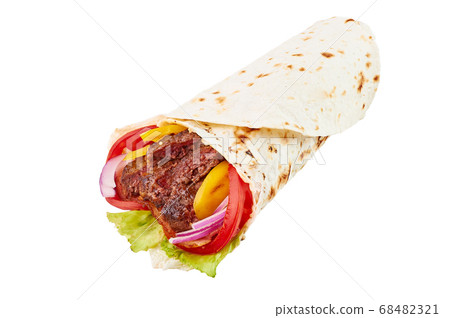 Beef Roll or Shawarma or Doner isolated on white 68482321