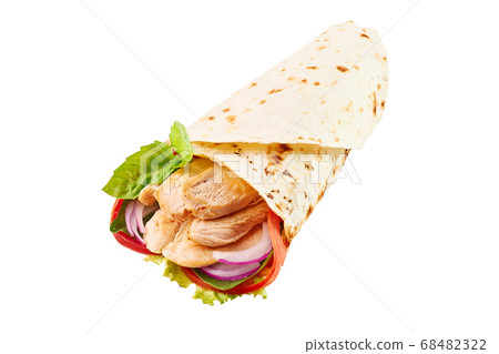 Chicken Roll or Shawarma or Doner isolated on white Chicken Roll or Shawarma or Doner isolated on white 68482322