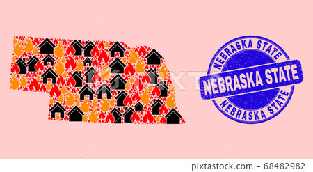 Nebraska State Map Composition of Fire and Realty and Grunge Nebraska State Stamp Nebraska State Map Composition of Fire and Realty and Grunge Nebraska State Stamp 68482982