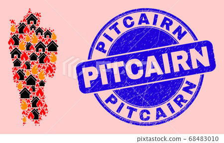 Mizoram State Map Mosaic of Fire and Properties and Scratched Pitcairn Seal 68483010