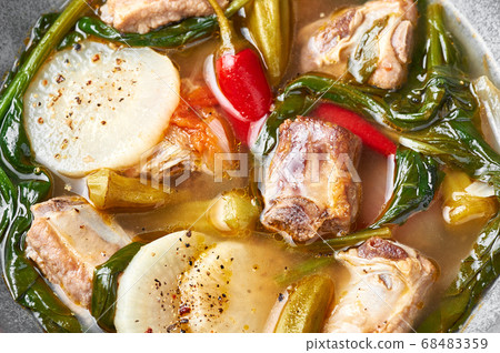 Sinigang na Baboy dish or Filipino Pork Meat Soup Sinigang na Baboy dish or Filipino Pork Meat Soup 68483359