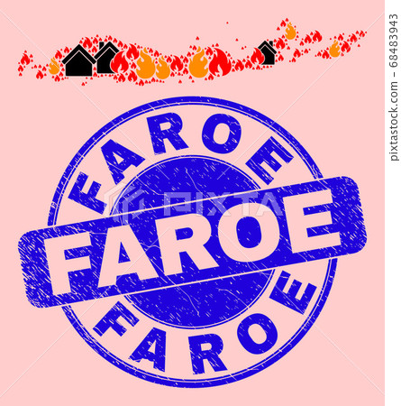 Flores Islands of Indonesia Map Collage of Fire and Buildings and Distress Faroe Stamp 68483943