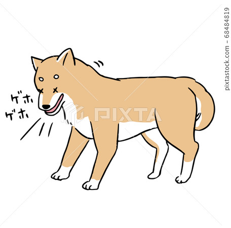 絲蟲被心絲蟲（心蟲）和咳嗽寄生的線條藝術插圖 68484819