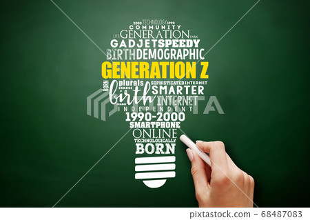 Generation Z light bulb Word Cloud collage 68487083
