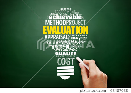 Evaluation light bulb word cloud collage Evaluation light bulb word cloud collage 68487088