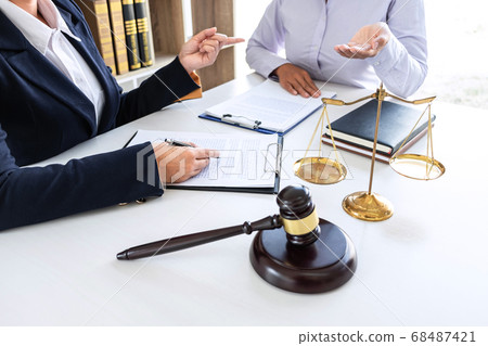 Professional Female lawyer discussing negotiation Professional Female lawyer discussing negotiation 68487421