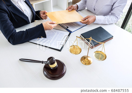 Professional female lawyer or counselor discussing Professional female lawyer or counselor discussing 68487555