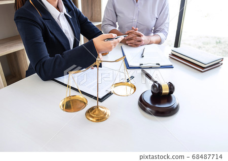 Professional Female lawyer discussing negotiation Professional Female lawyer discussing negotiation 68487714