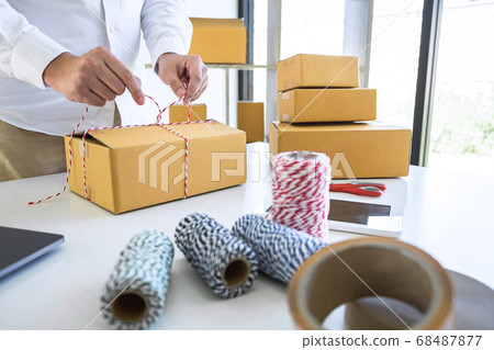Young entrepreneur business owner work at home, Young entrepreneur business owner work at home, 68487877