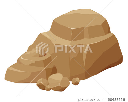 Illustration of flat rock and crumbling stone 68488336