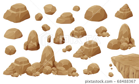 Rock and stone illustration material set_rocks_cliff_brown 68488367