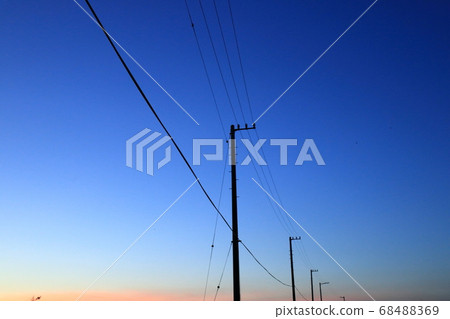 Blue sky and telephone pole 68488369