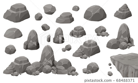 Rock and stone illustration material set _ rock _ cliff _ gray 68488371