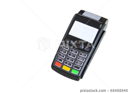 credit card swiping machine to pay. credit card swipe through terminal for payment in cafeteria. 68488840