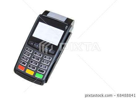 credit card swiping machine to pay. credit card swipe through terminal for payment in cafeteria. credit card swiping machine to pay. credit card swipe through terminal for payment in cafeteria. 68488841