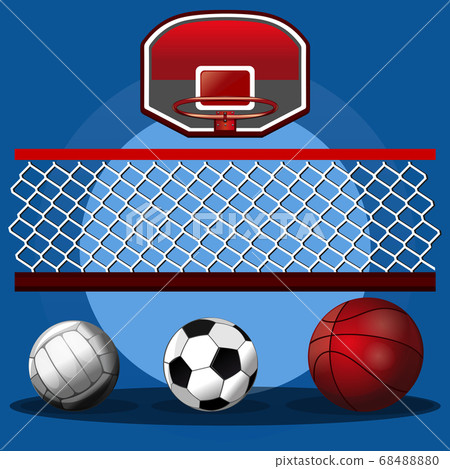 Set of sport balls and volleyball net 68488880
