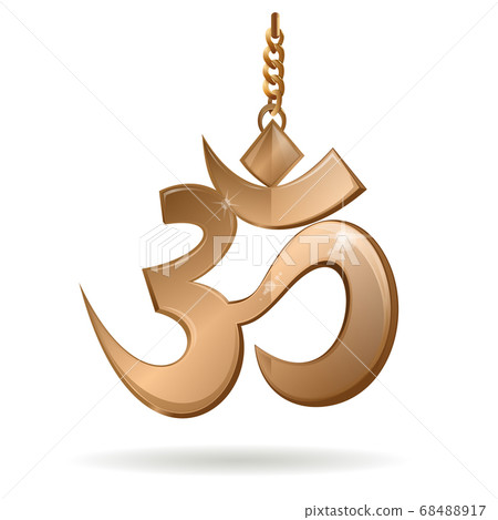 Golden Symbol Om Aum Symbol On A Gold Chain Stock Illustration 68488917 Pixta