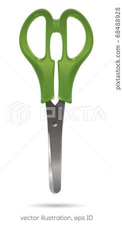 Scissors with plastic green handles isolated on a white Scissors with plastic green handles isolated on a white 68488928
