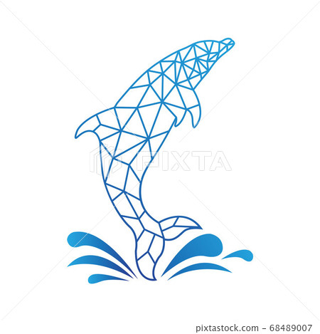 Dolphin tech logo design template 68489007