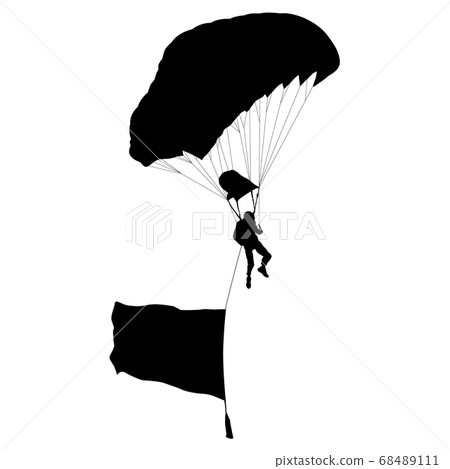 Skydiver, silhouettes parachuting on white Skydiver, silhouettes parachuting on white 68489111